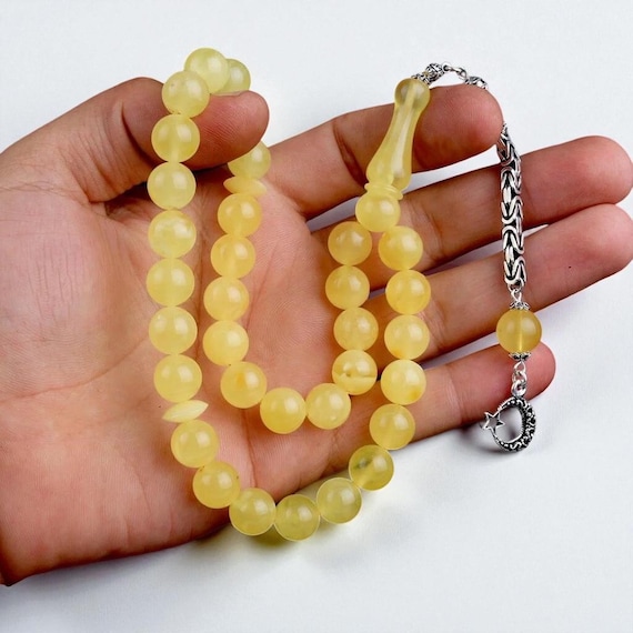 10mm Matte Amber Rosary with 925 Sterling Silver Tassel