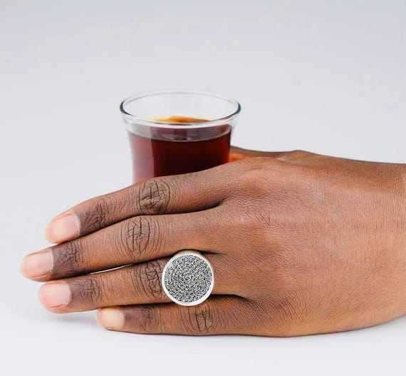 925 Sterling Silver Men’s Ring with Esmaül Hüsna Prayer Engraving