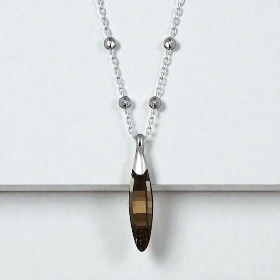 Crystal Bar Necklace 925 Sterling Silver