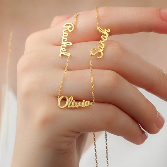 Handwritten Three Name Necklace 925 Sterling Silver