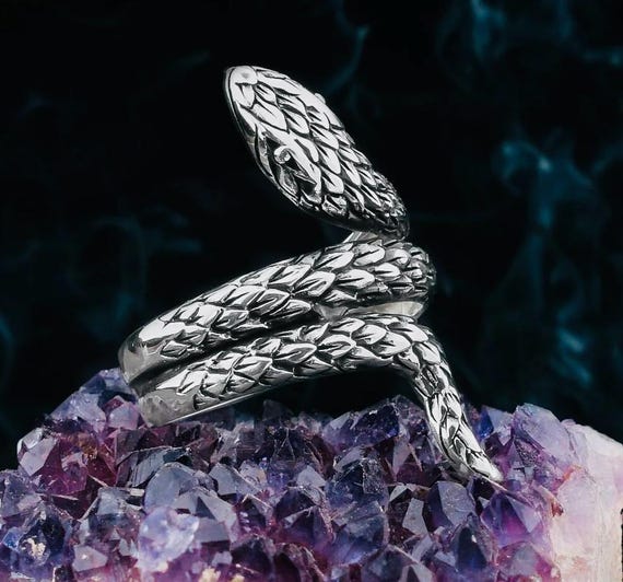 925 Sterling Silver Men’s Ring with Snake Design – 6.8 g