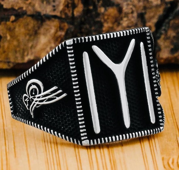925 Sterling Silver Men’s Ring with Kayı Tribe Symbol – 6.8 g