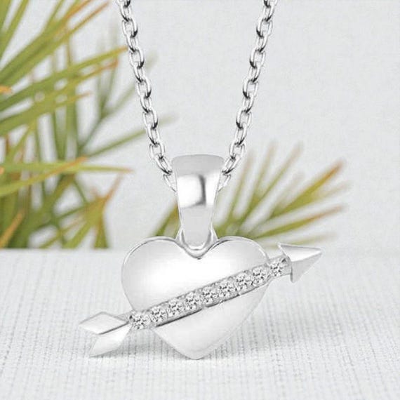 925 Sterling Silver Heart Pendant Necklace Sparkly Crystal Heart Jewelry for Women