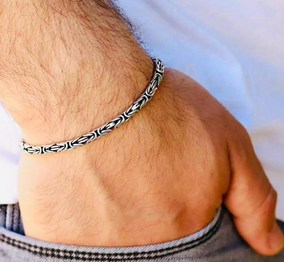 925 Sterling Silver Round King Chain Bracelet – 4 mm, 20 cm