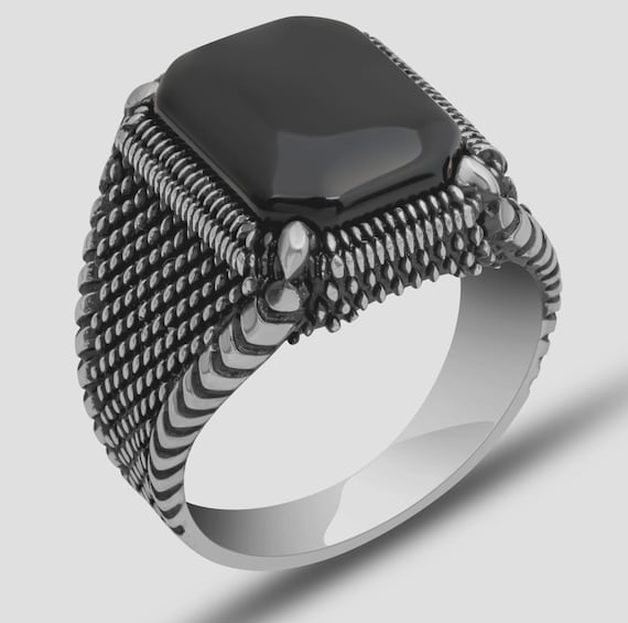 925 Silver Black Onyx Men Ring