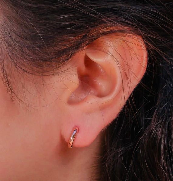 925 Sterling Silver Minimal Hoop Earrings – Rose Gold Plated