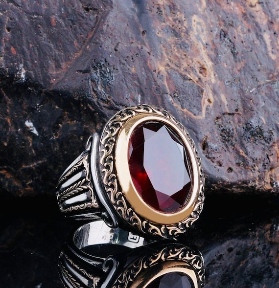 925 Sterling Silver Men’s Ring with Zircon Stone – 18 g