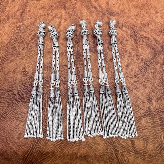 925 Sterling Silver Ottoman Chain Link Multi-Chain Misbaha Tassel  Handmade Silver Tasbih Accessory