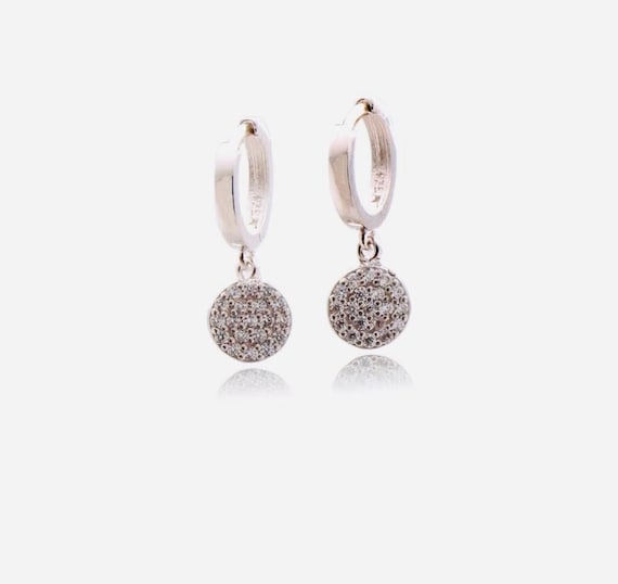 925 Sterling Silver Round Zircon Earrings – 2.5 g