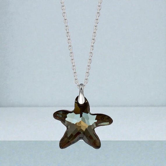 Crystal Sea Star Pendant Necklace – 925 Sterling Silver Chain, Women’s Jewelry