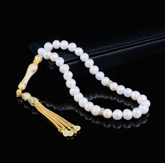 Gold Plated Silver Pearl Tasbih – Wrist Size Misbaha