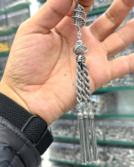 925 Sterling Silver Tasbih Tassel Handmade Chain Design Classic & Modern Style