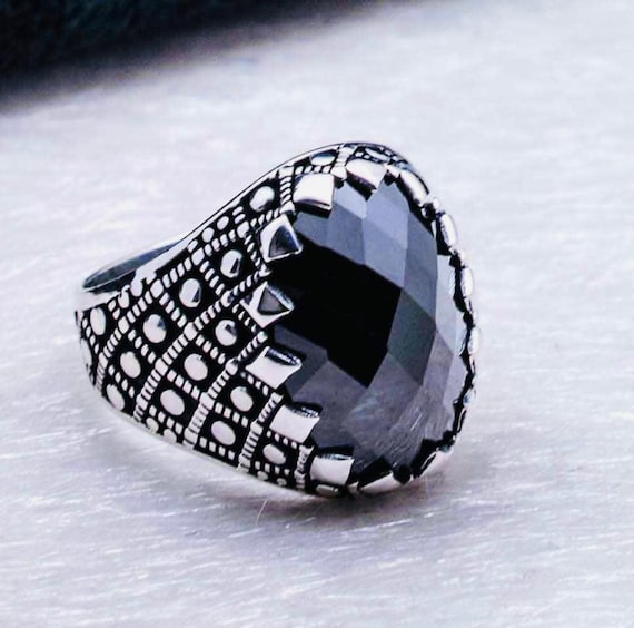 925 Sterling Silver Black Zircon Men’s Ring – Model 8