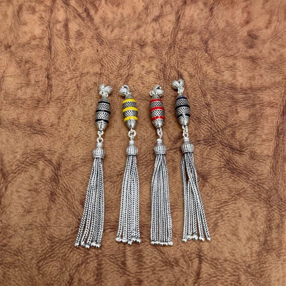 925 Sterling Silver Handmade Colorful Oval Misbaha Tassel