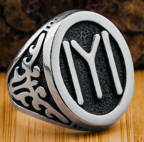 925 Sterling Silver Men’s Ring with Large Oval Kayi Tribe Motif – 16.5 g