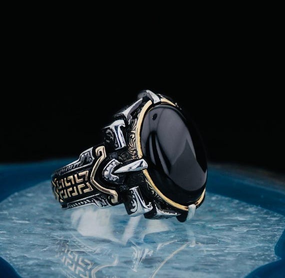 925 Sterling Silver Oval Onyx Men’s Ring