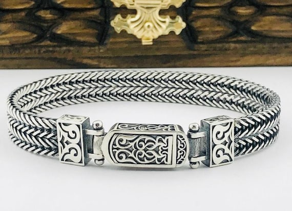 925 Sterling Silver Men’s Woven Bracelet – 34.80 g