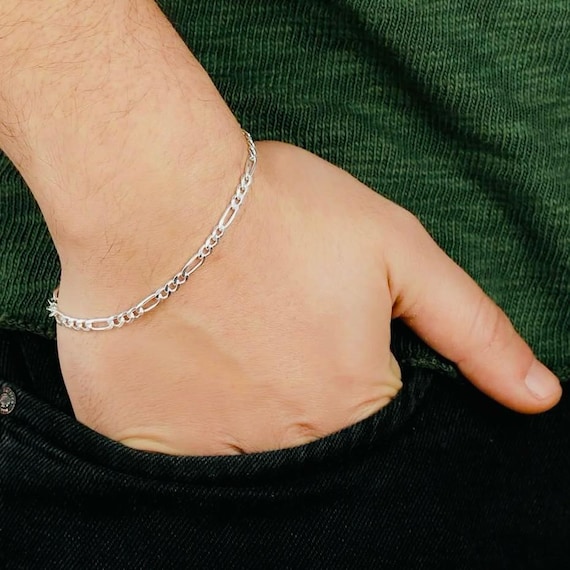925 Sterling Silver Figaro Chain Bracelet – 4 mm, 21 cm, Unisex