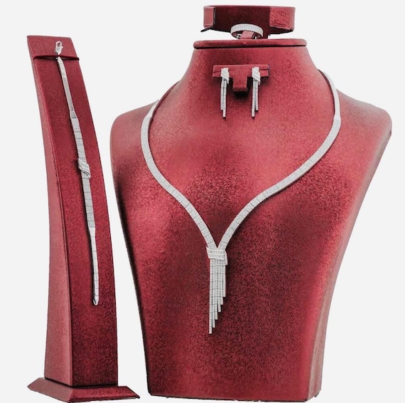 925 Sterling Silver 3 Row Women’s Jewelry Set