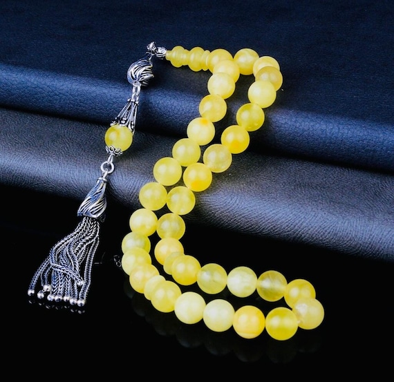 Damla Amber Misbaha with 925 Silver Tassel