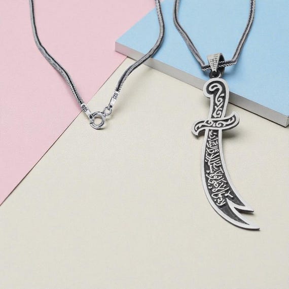 925 Sterling Silver Zulfiqar Sword Men’s Necklace