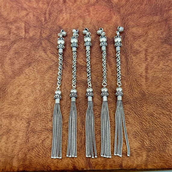 925 Sterling Silver Braided Chain Tasbih Tassel Handmade