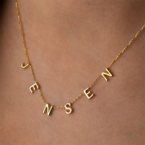 925 Sterling Silver Name Necklace – Personalized Letter Necklace Gift for Her