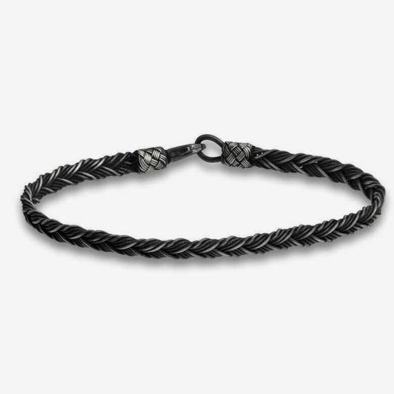 Handmade Oxidized Silver Braided Bracelet for Men 1000 Sterling Silver