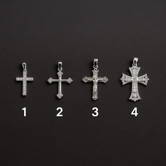 925 Sterling Silver Cross Necklace: Cubic Zirconia Religious Charm