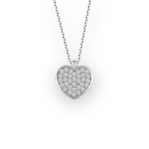 925 Sterling Silver Heart Pendant Necklace – Dainty Crystal Heart Jewelry for Women