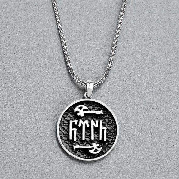 925 Sterling Silver Gokturk Turk Script Men’s Necklace