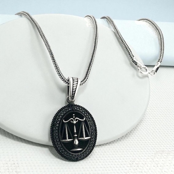 925 Sterling Silver Justice Scales Necklace for Men