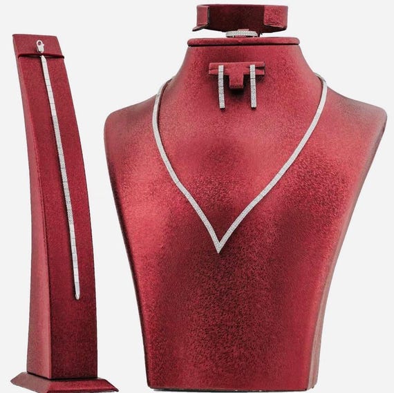 925 Sterling Silver 2 Row Waterway Chain Women’s Jewelry Set