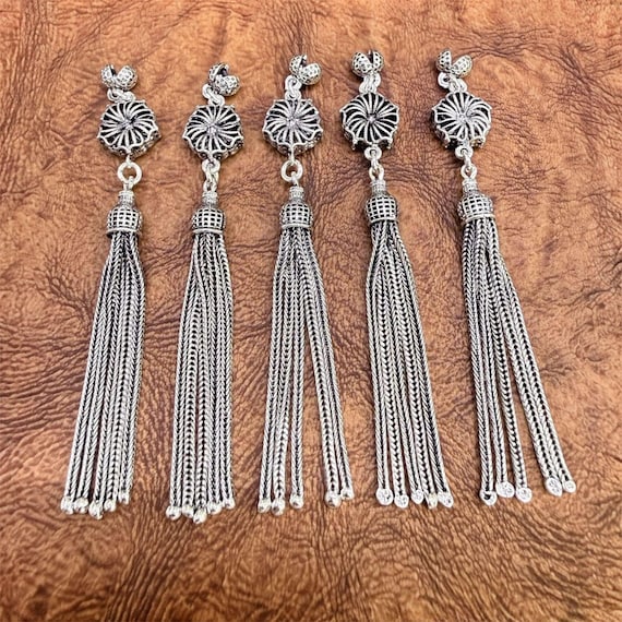 925 Sterling Silver Ottoman Round Filigree Multi-Chain Misbaha Tassel  Handmade Silver Tasbih Accessory