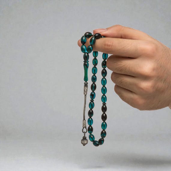 Handmade 1000 Sterling Silver Kazaz Tassel Sıkma Kehribar Prayer Beads