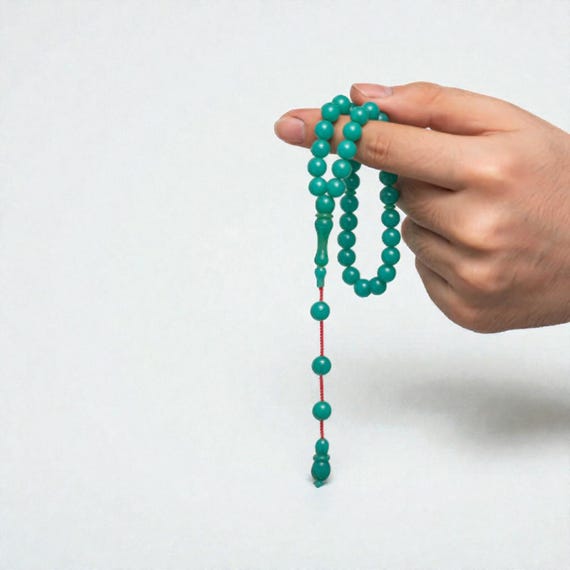 Round Baltic Style Press Amber Misbaha – Handmade Prayer Beads Gift for Men