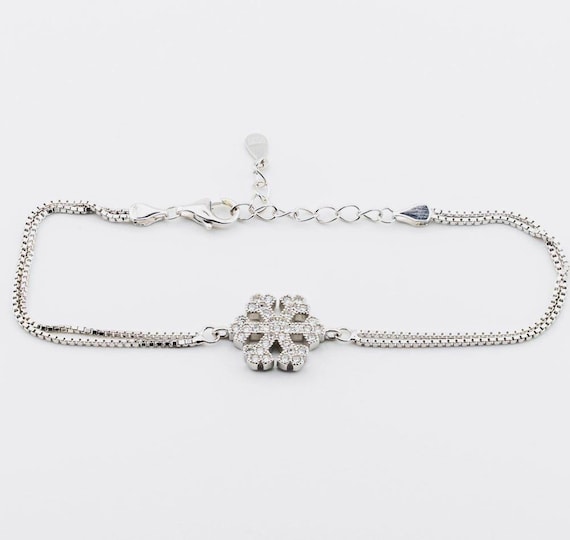 925 Sterling Silver Snowflake Bracelet with Zircon Stones