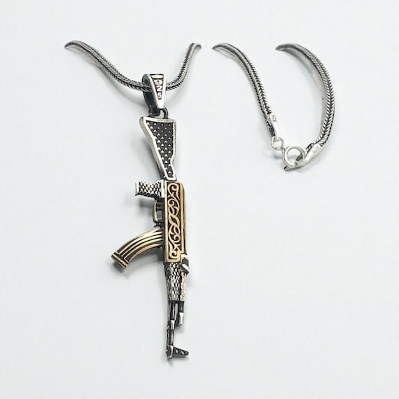 925 Sterling Silver Rifle Necklace for Men