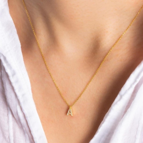 Minimal Letter Necklace 925 Sterling Silver Initial Gift for Her