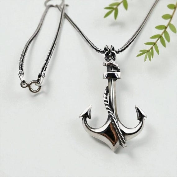 925 Sterling Silver Anchor Pendant Necklace