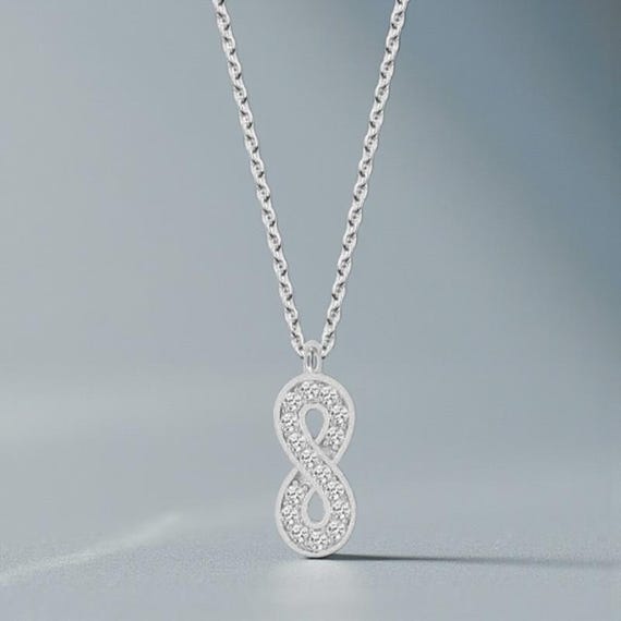 925 Sterling Silver Infinity Pendant Necklace – Dainty Stone Charm, Minimalist Gift for Her