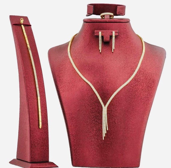 925 Sterling Silver Double Row Waterway Women’s Jewelry Set