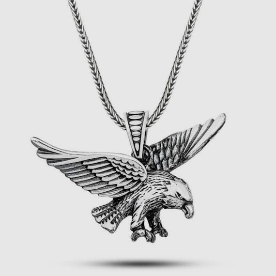 925 Silver Flying Eagle Men Necklace