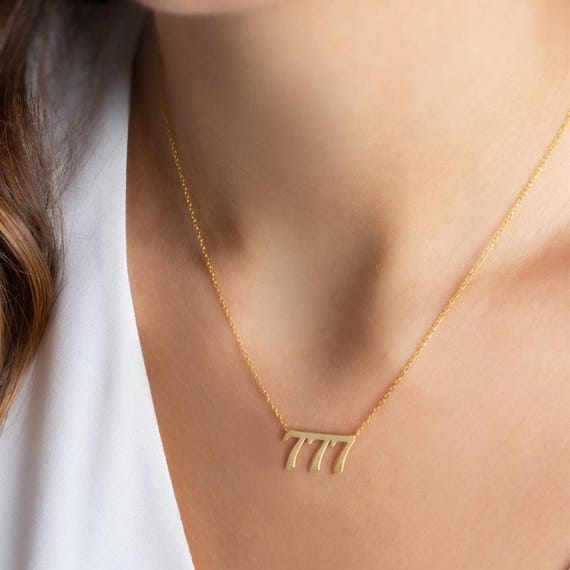 Lucky Number Necklace 777 - 925 Sterling Silver Minimal Gift for Her