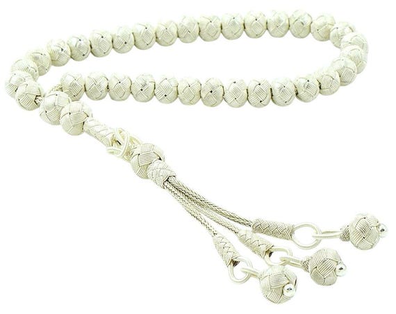 Handmade Trabzon Kazaz Silver Tesbih – 1000 Pure Silver – 8 mm – 22.5 cm