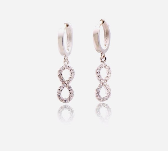 925 Sterling Silver Zircon Infinity Earrings – 2.5 g