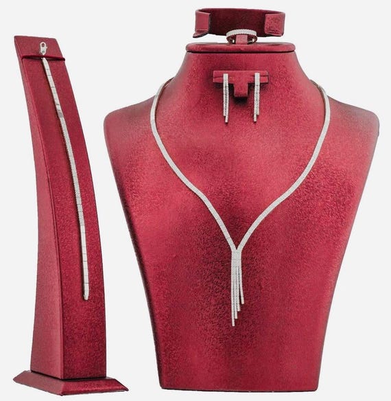 925 Sterling Silver Double Row Waterway Women’s Jewelry Set