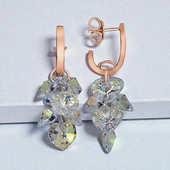 Heart Drop Crystal Silver Earrings – 925 Sterling Silver