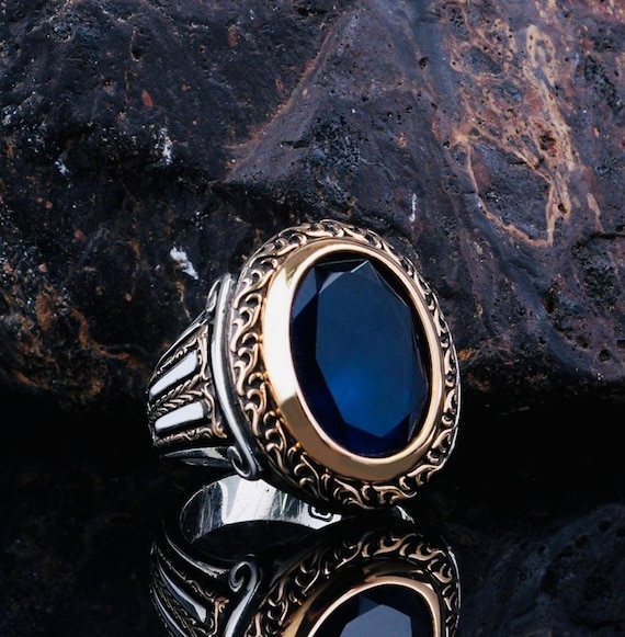 925 Sterling Silver Men’s Ring with Zircon Stone – 18 g