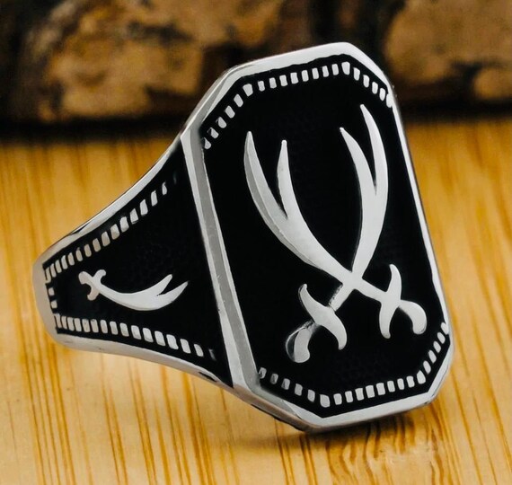 925 Sterling Silver Men’s Ring with Zulfiqar Sword Design – 7.5 g